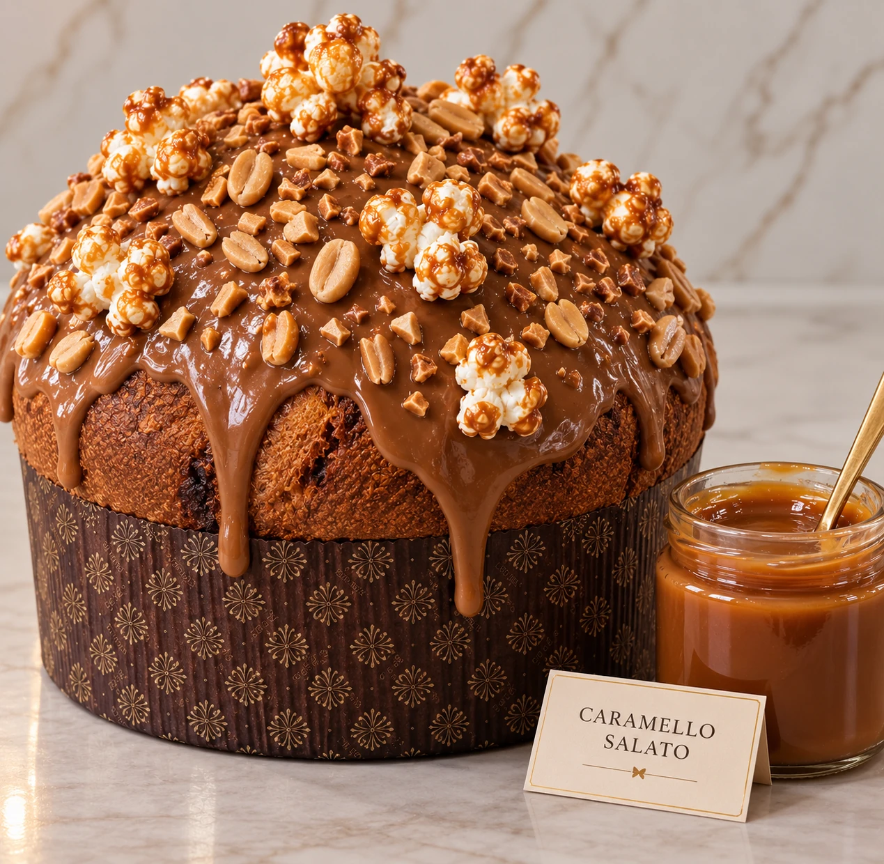 Caramello salato, arachidi e pop corn